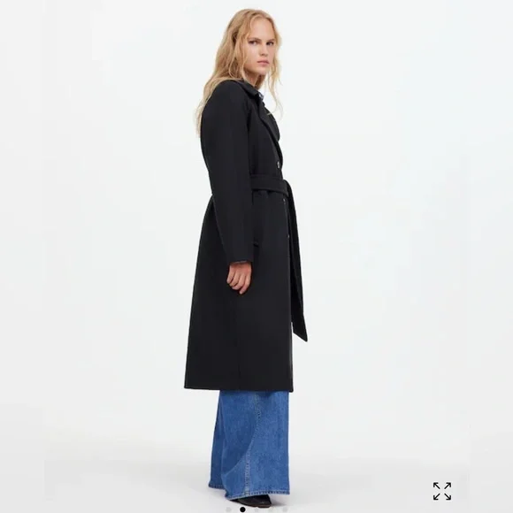 Madewell Italian Fabric Black Trench Coat Size XS NWT - Picture 2 of 7